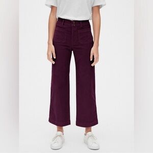 Gap High Rise Mariner Wide Leg Corduroy Pants Plum Purple Burgundy size 8. EUC